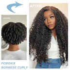 Burmese Curly Clip in Hair Extensions Real Human Hair 8Pcs Brazilian Human Hair Clip ins for Black Women With 18Clips 120g 18inch #1B Natural Black