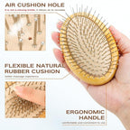 Metal Hair Brush for Hair Growth(No Handle Design) Combetter, Natural Wood Brush, Mini Hair Scalp Massager Metal Bristles Detangling Brush for Women, Men &Kids