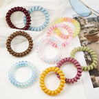 Dazzle Spiral Hair Ties (Colorful, 8 Pcs) - Coil Plastic Spiral Ponytail Holders for Thick Hair, No Crease Phone Cord Ties for All Hair Types