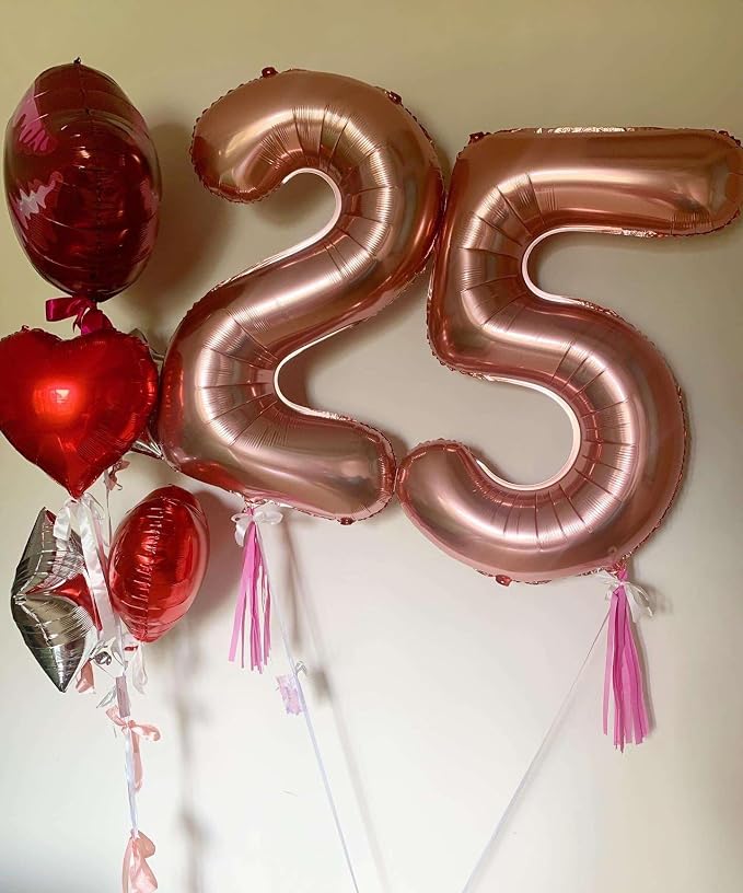 Rose Gold 24 Number Balloons, 40 Inch Giant Number 24 Balloons Foil Mylar - Image 5