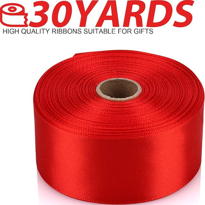 1-1/2 Inch 30 Yards Red Solid Satin Ribbon - Image 2