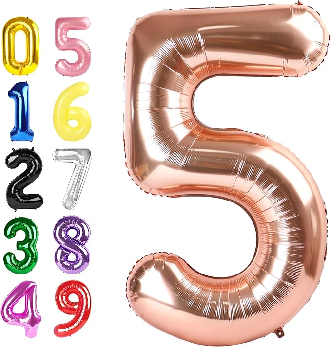 Number Balloons 40 Inch Rose Gold 4 Balloon by Argthjy