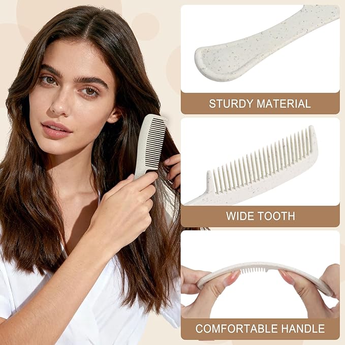 Combs in Bulk Individually Wrapped, 100 Pack Disposable Hair Combs for Hotel, Salon, Home Care and Travel (Wheat)