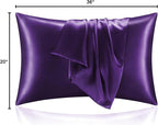 BEDELITE Satin Pillowcase with Zipper, Plum Purple King Size Pillow Cases Set of 2, Super Soft and Cooling Similar to Silk Pillow Cases, Gift for Women Men(20x36 Inches)