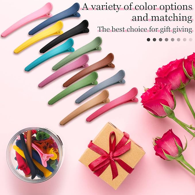 Geosar 24 Pcs Hair Sectioning Clips, Duck Billed Accessories for Styling, Plastic Hair Clips with Container, 2.95 Inch, Colorful, for Women(Colorful)
