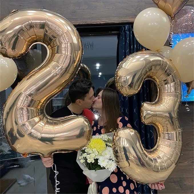 Light Gold Number 18 Birthday Balloons, 40 Inch Large Champagne Gold Foil - Image 5