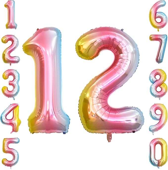 Rainbow Ombre Number 12 Balloon 40 Inch, Pastel Foil by Unknown