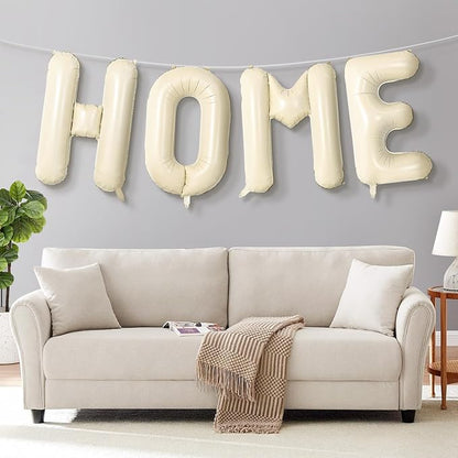 Cream HOME Balloons, 40 Inch HOME Letter Balloons Beige Home Balloon Banner - Image 5
