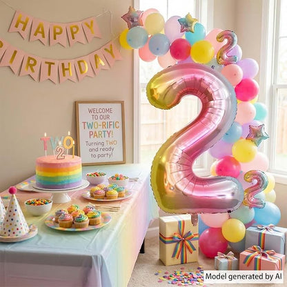 Rainbow Ombre Number 2 Balloon 40 Inch, Pastel Foil - Image 7