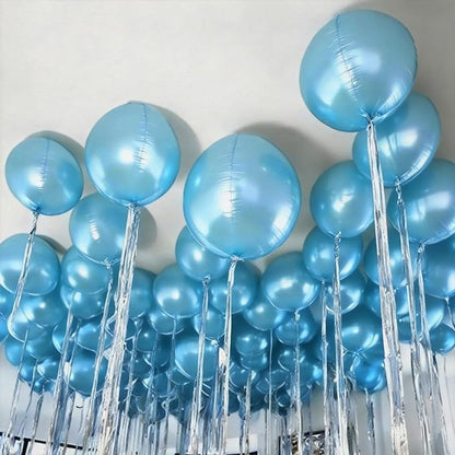 12Pcs Light Blue Round Balloons Foil, Big Metallic Blue Balloons - Image 6