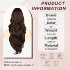 Ponytail Extension, Drawstring Ponytail Extension for Women 23 Inch Long Brown Wavy Pony Tails Hair Extensions Synthetic Clip in Ponytail Hairpiece for Women