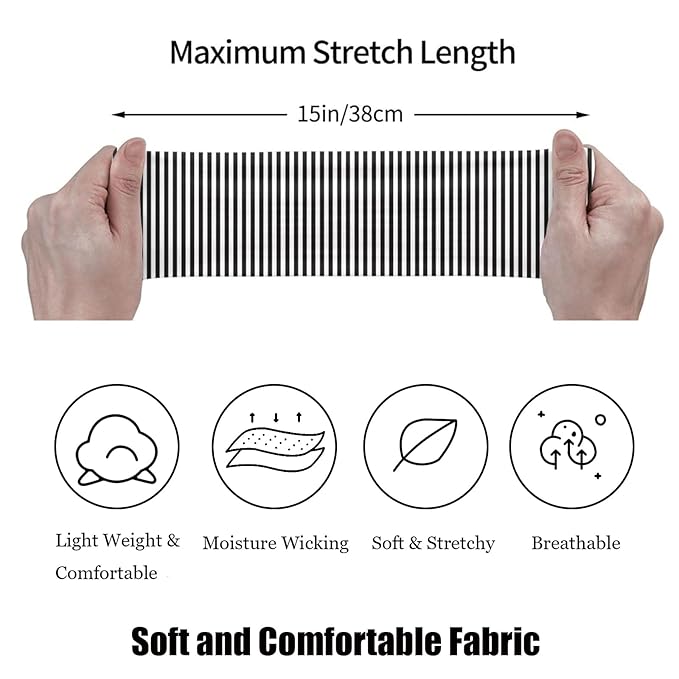 4pcs Headbands for Women Stripedr Non Slip Wraps Elastic Stretchy Fashion Bandanas Workout Yoga Running Hair