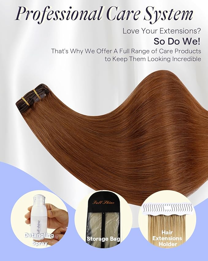 Full Shine Ginger Clip in Hair Extensions 20 Inch Ginger Human Hair Extensions Clip ins for Festivals for Volume for Highlights 150 G 7 Pcs