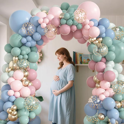 Amandir 173Pcs Pink Blue Green Balloon Arch Garland Kit | Dusty Baby Pink Mauve - Image 6