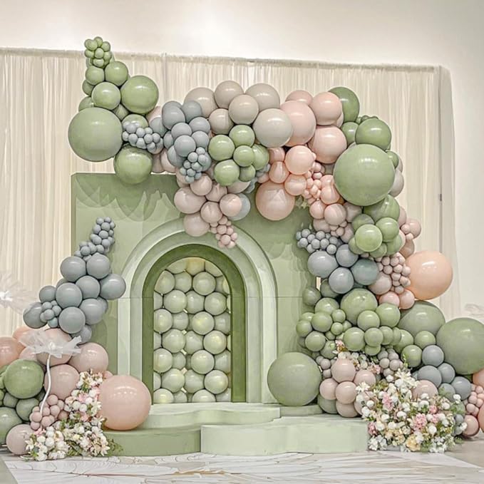Sage Green Balloons 12 inch, Dusty Green 50pcs Party Balloons | Wedding - Image 7