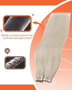 Sunny Hair Tape in Hair Extensions Real Human Hair Invisible Remy Hair Extensions Tape ins for Women White Blonde 14 inch 25G