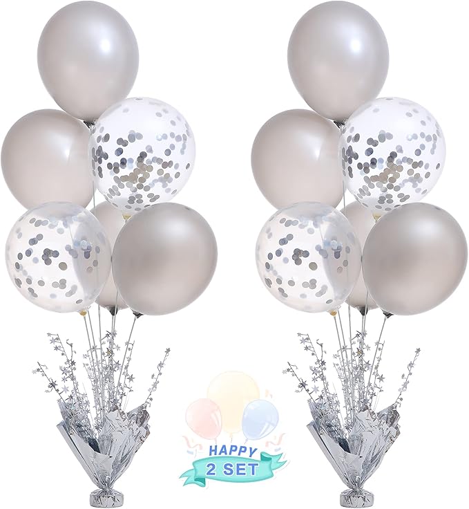 2 Set Silver Balloon Centerpieces by Suppromo