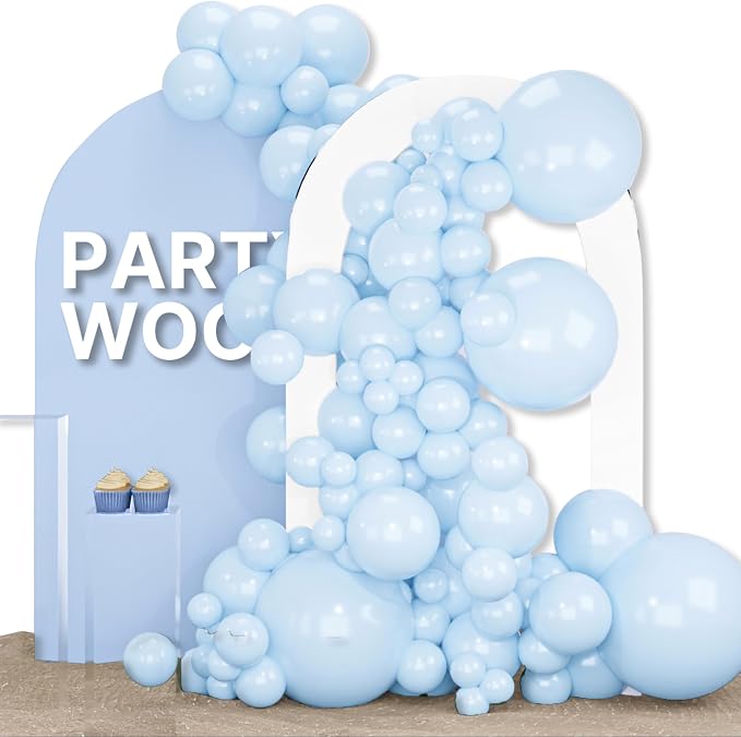 PartyWoo Baby Blue Balloons 155pcs Light Pastel Sky Aqua Blue Color | 18 12 10 by PartyWoo