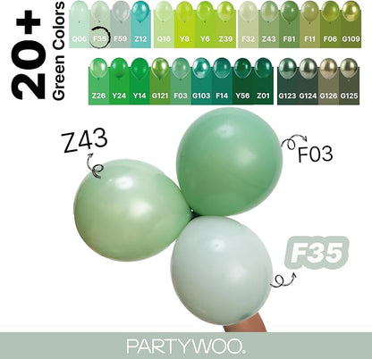 PartyWoo Dusty Green Balloons 100pcs Sage Olive Eucalyptus Green Boho Color | - Image 4