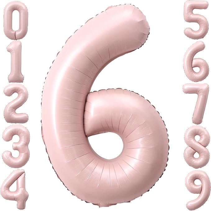 40 Inch Light Pink Number 6 Foil Big 0-9 Giant Digital Balloon | 6th by SULALABOO