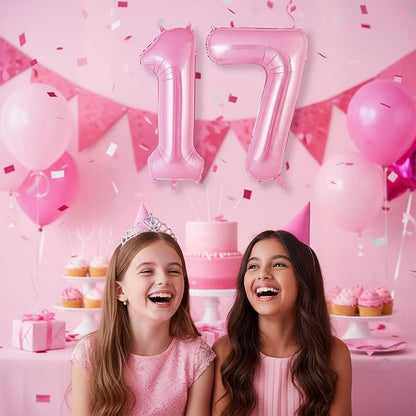 Pink Number 17 Balloons, Big Large Foil Number Balloons, Jumbo Giant Mylar - Image 6