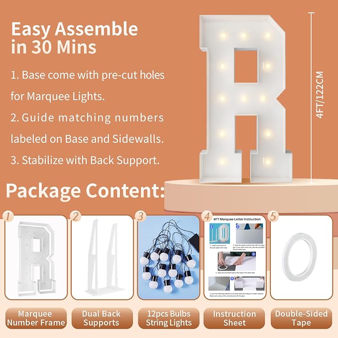 4FT Marquee Light Up Letters, Large Marquee Letters, Big Letter - Image 5