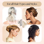 Kitsch Metal Hair Clips for Women - Durable & Elegant Metal Claw Clips, Perfect for Everyday Use & Special Occasions | Ideal Gifts for Women - Gold & Hematite - 2 Pcs