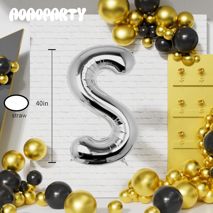 Letter Balloons Silver 40 Inch S Large Big Foil Mylar Balloon | - Image 6