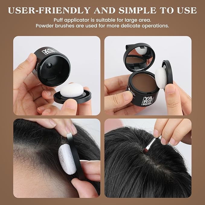 Hairline Shadow Powder, Middle Brown, Root Touch Up Powder for Instantly Gray Hair Cover Up, Women Color Root Coverage for Thinning Grey, Mens Roots Concealer for Hair Loss Beard Line, #2