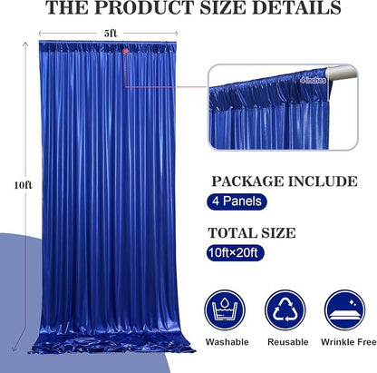 20x10ft Thick Royal Blue Glitter Backdrop Curtain Panels - Image 6