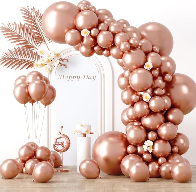 Voircoloria 130pcs Rose Gold Balloons Garland Arch Kit, 18 12 10 5 Inch | by Voircoloria