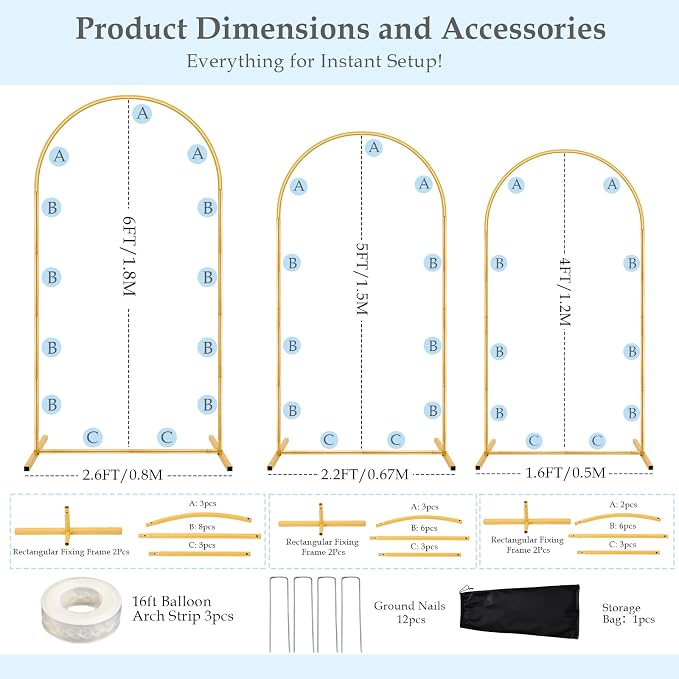 6FT, 4FT Balloon Arch Stand Kit - Image 4