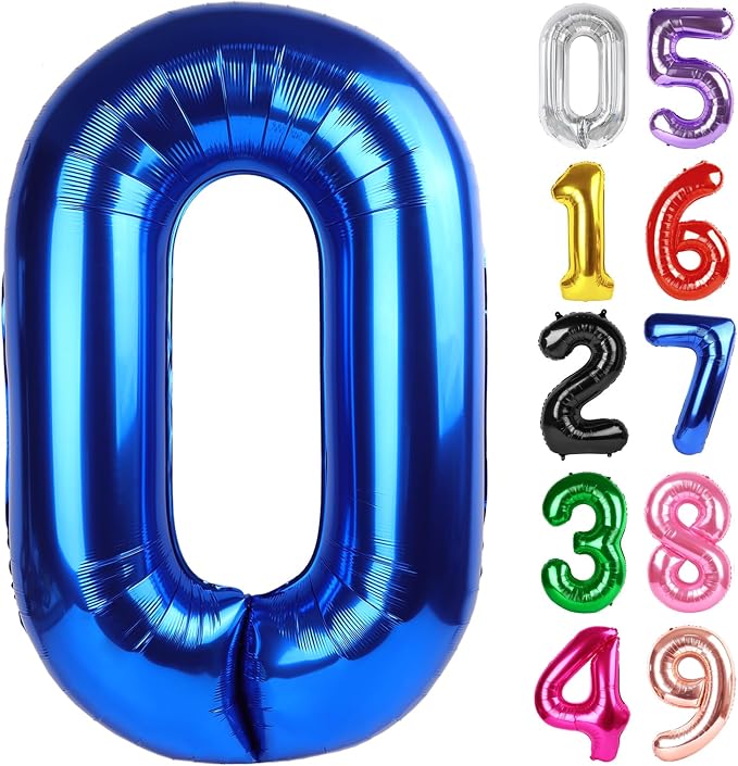 Navy Blue Number 0 Balloon 40 Inch, 0th Birthday Decorations Men Women | Foil by IWERP