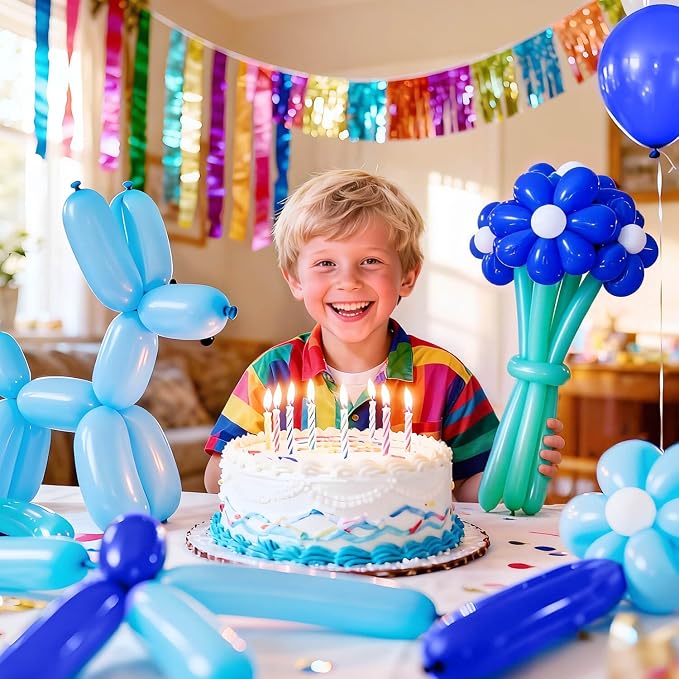 260 Blue Long Balloons for Balloon Garland Thickening Skinny Latex Twisting - Image 6