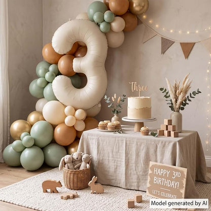 Cream Number 3 Balloon 40 Inch, Foil Numeral - Image 7