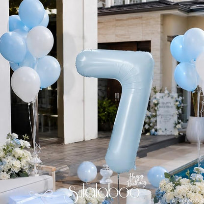 40 Inch Light Blue Number 7 Balloon 0-9 Big Helium Balloons | Large Giant - Image 3