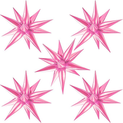 60 PCS Pink Star Balloons, 12 Point cone Explosion Star Foil Balloons by Moukiween