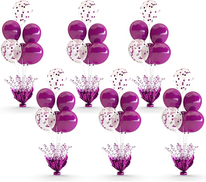 Purple Balloon Table Centerpiece Kit, 6 Sets Purple Balloon Stands by Besutolife