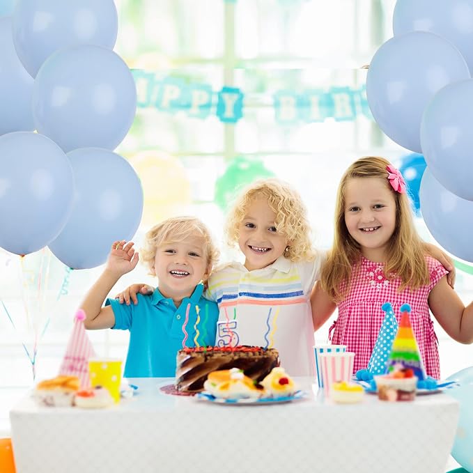 RUBFAC Blue Balloons 129pcs, Pastel Light Blue Balloon Different Sizes 18 12 10 - Image 5