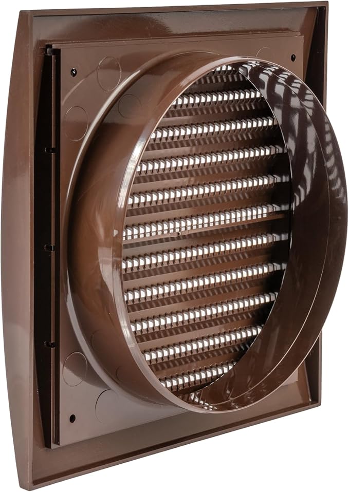 Repa Market 6 Inch Brown Dryer Vent Hood/Duct Cover for Walls or Ceiling/ABS Plastic Louvered Air Grille with Built-In Mesh Screen/Exhaust and Dryer Vent Covers for Indoor & Outdoor Use