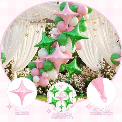 Green Pink Star Balloons, 26 Inch and 10 Inch Pink Stars Shaped Balloon - Image 3