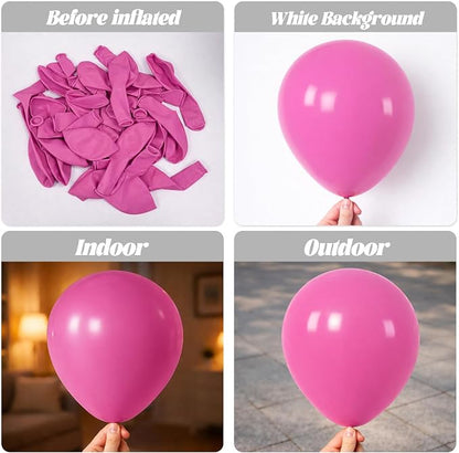 Voircoloria 66pcs Retro Hot Pink Blush Latex Party Balloons, 12inch | - Image 3