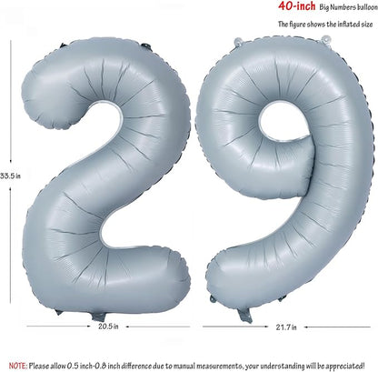 40 In Matte gray Number Balloon Helium Foil Mylar Birthday Balloon Digit 29 | - Image 2