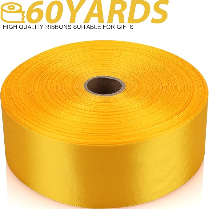 1-1/2 Inch 60 Yards Yellow Solid Satin Ribbon - Image 2