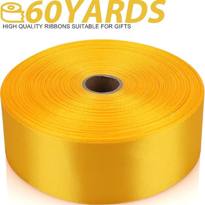 1-1/2 Inch 60 Yards Yellow Solid Satin Ribbon - Image 2