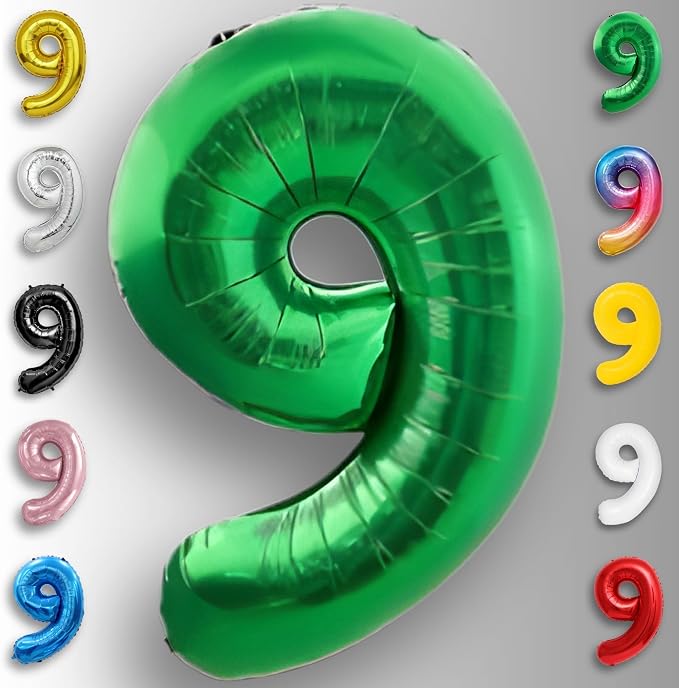 Green Number Balloon 9 Mylar Foil Balloons 32 inch - Image 2