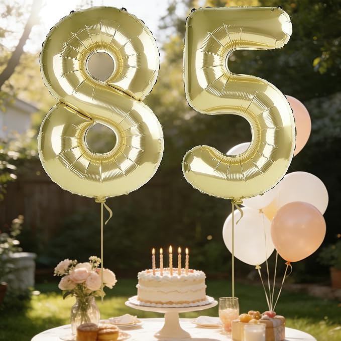 40 Inch Number 85 Balloons for 85th Birthday Party Decorations, 0-100 Champagne - Image 3