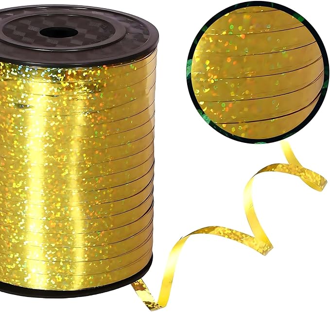 500 Yard Gold Curling Ribbon Beautiful Metallic Crimped Ribbon-Balloon Ribbons - Image 2