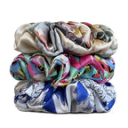 Suncdelv Silk,100% Silk Scrunchies for Hair,22 Momme Hair Ties for Anti-Crease & Breakage,Natural Women Hair Accessories，Fashion Hairbands 3PCS （watercolour）