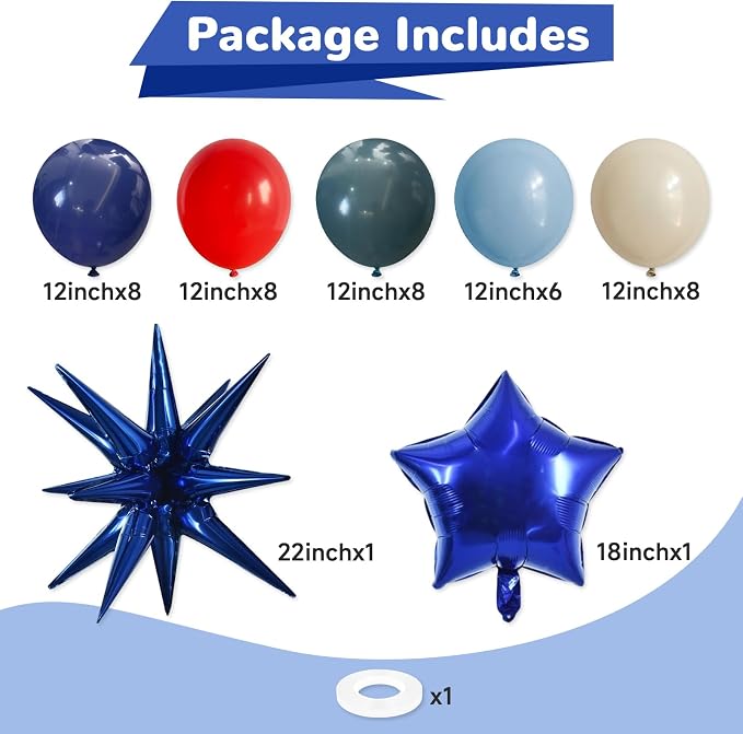 Red White Blue Balloons 4th of July Balloon Star Foil Balloon Navy Royal Dusty - Image 2